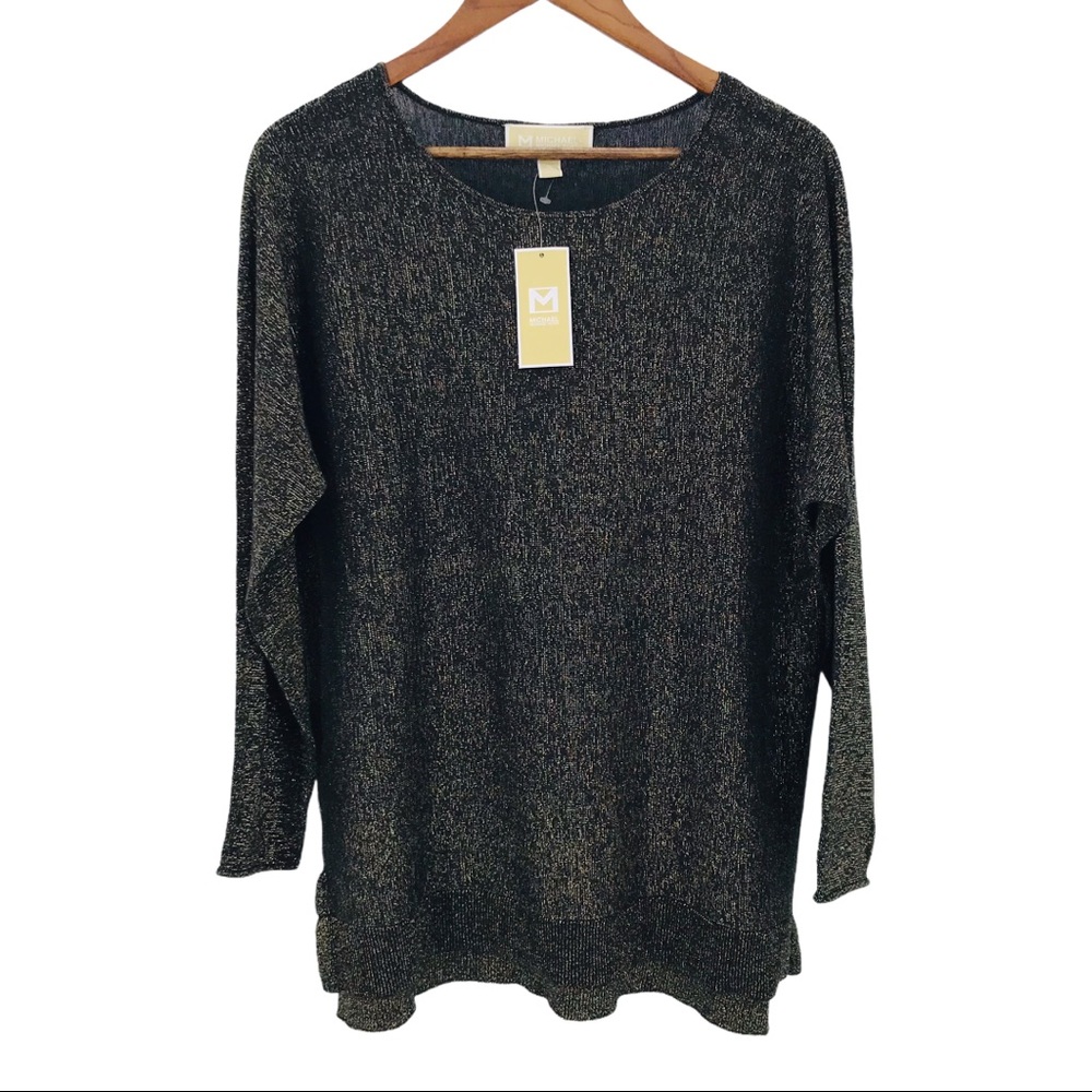 MICHAEL KORS Black Gold Sparkle Sweater X-LargeNWT